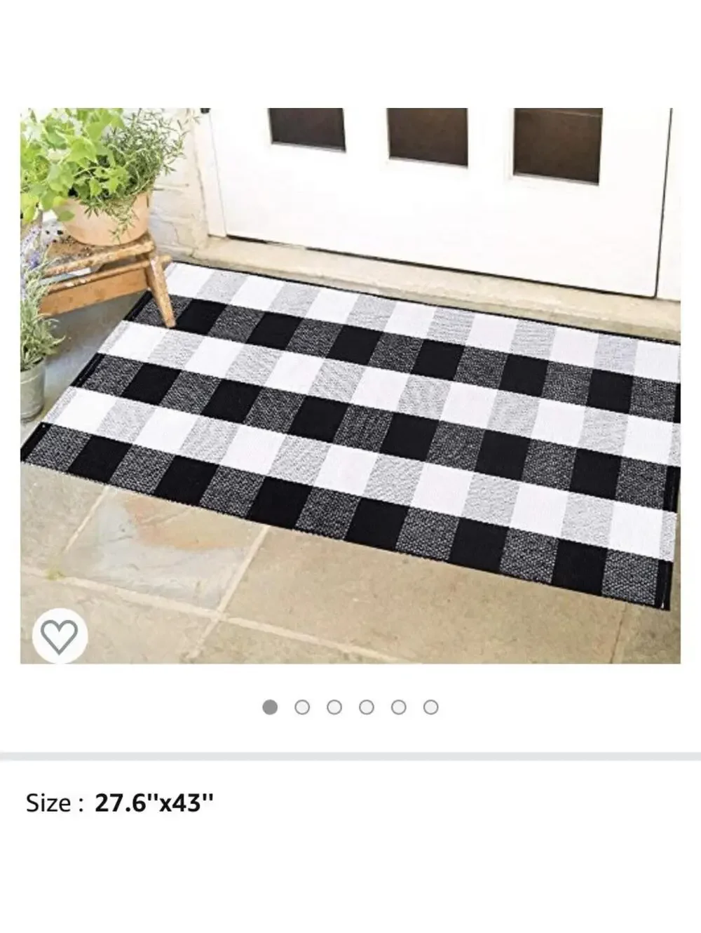 Black & White Checkered Plaid Front Door Outdoor Mat Carpet, Brand New